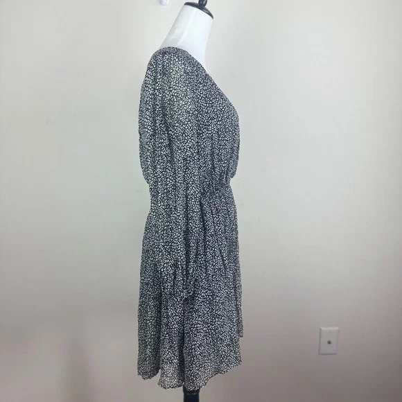 Anthropologie Floral Print Dress Long Sleeve‎ Mini Dress Black Gray S - Picture 6 of 12